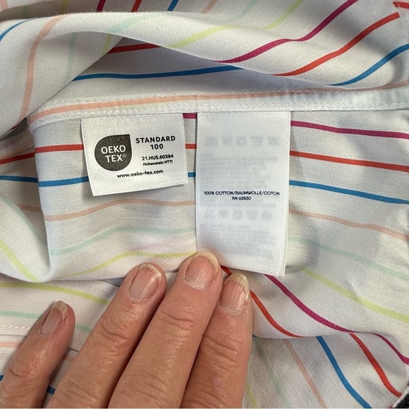 Lands' End Striped Sleeveless Shirt - no iron size L EUC - Picture 7 of 10